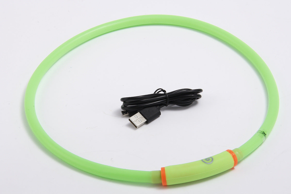 KFX-5517757 Waterproof LED Luminous Pet Dog Collar - Adjustable, Safe for Night Walks, Available in Multiple Colors
