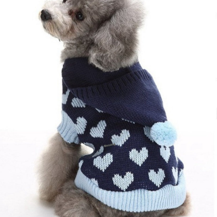 KFX-5519549 Cozy Knitted Wool Turtleneck Sweater for Pets - Christmas Maple Snowflake Design