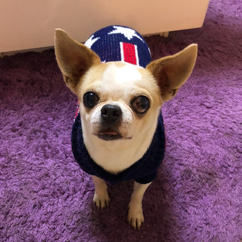 KFX-5519549 Cozy Knitted Wool Turtleneck Sweater for Pets - Christmas Maple Snowflake Design