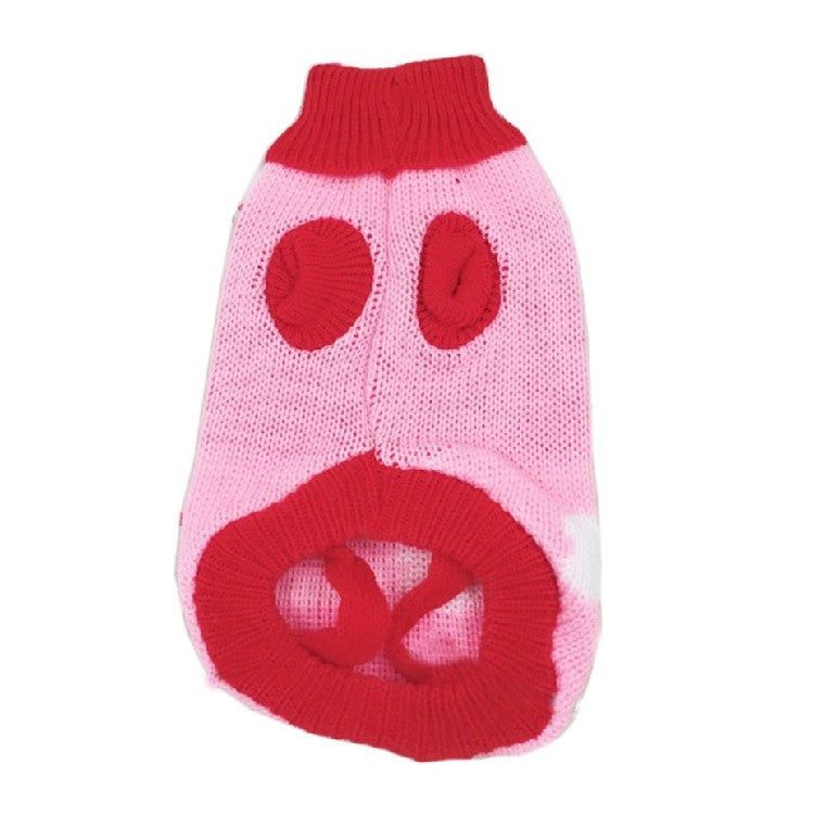 KFX-5519549 Cozy Knitted Wool Turtleneck Sweater for Pets - Christmas Maple Snowflake Design