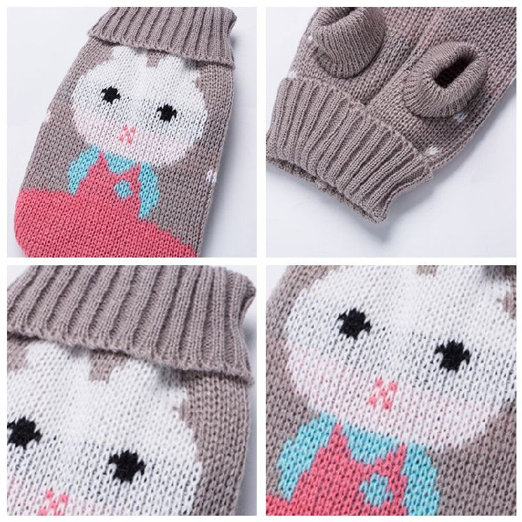 KFX-5519549 Cozy Knitted Wool Turtleneck Sweater for Pets - Christmas Maple Snowflake Design