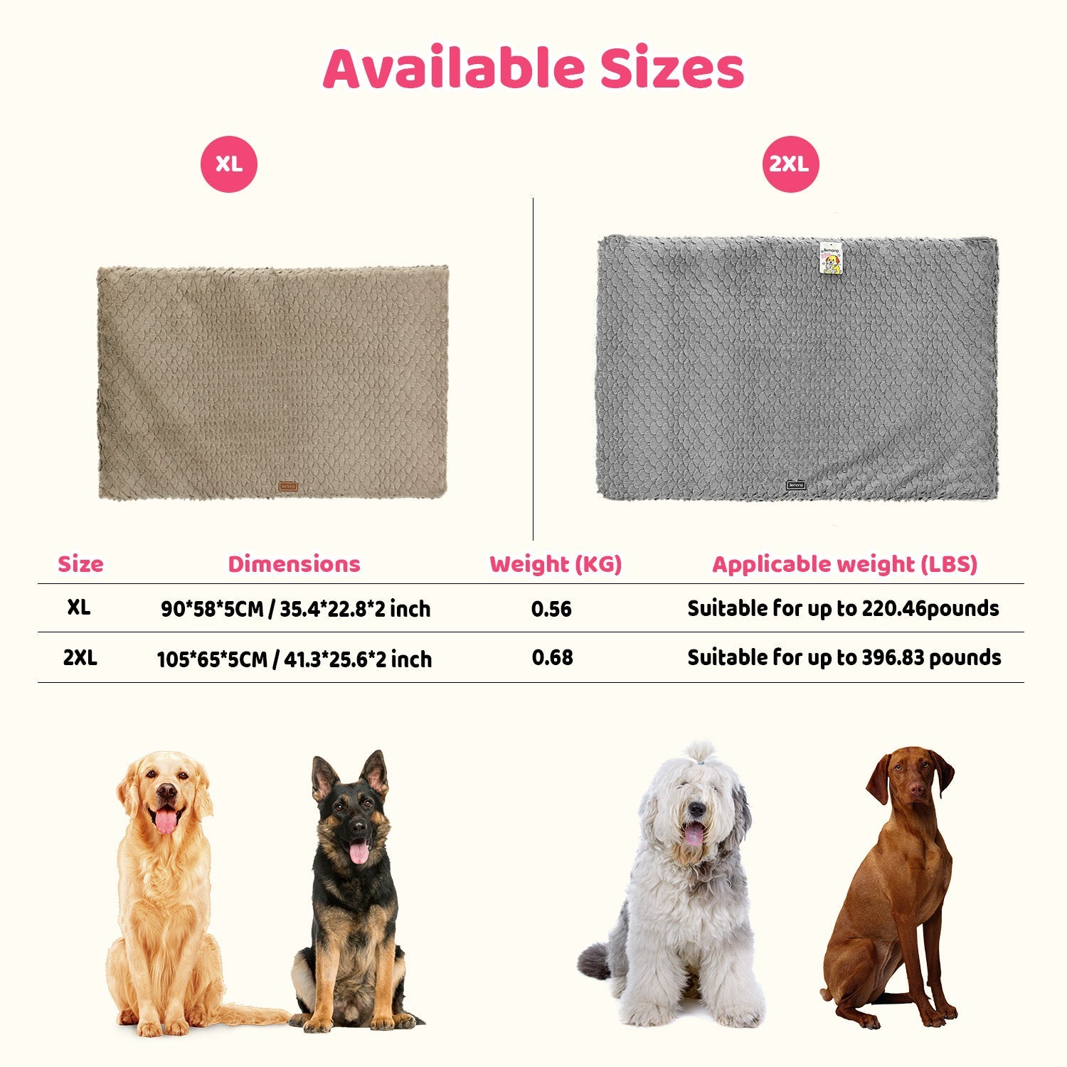 KFX-5520189 Ultra Soft Plush Dog Bed with Removable Washable Cover - Anti-Slip Mat for Medium to Large Pets, All-Season Comfort