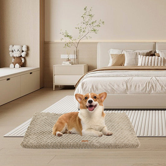 KFX-5520189 Ultra Soft Plush Dog Bed with Removable Washable Cover - Anti-Slip Mat for Medium to Large Pets, All-Season Comfort