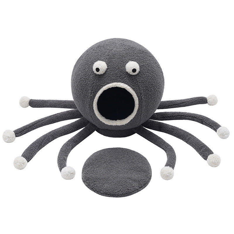 KFX-5521597 Plush Octopus Shaped Pet Nest for Cats, Cozy and Spacious Design, 40x40x42cm