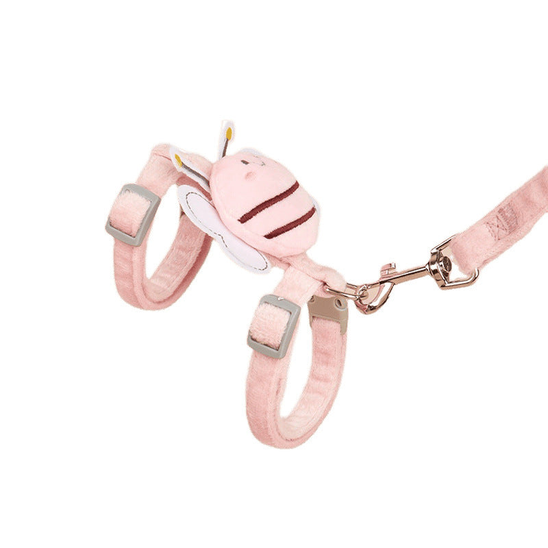 KFX-5523005 Adjustable Bee Shape Cat Harness with Rope - Pink, Yellow, Blue in Sizes S and M