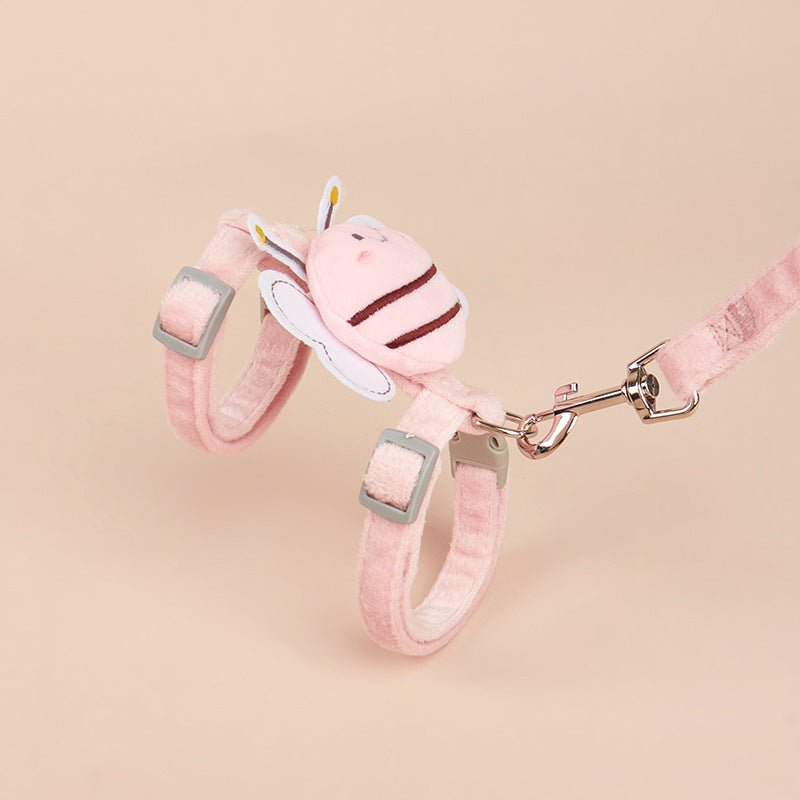 KFX-5523005 Adjustable Bee Shape Cat Harness with Rope - Pink, Yellow, Blue in Sizes S and M