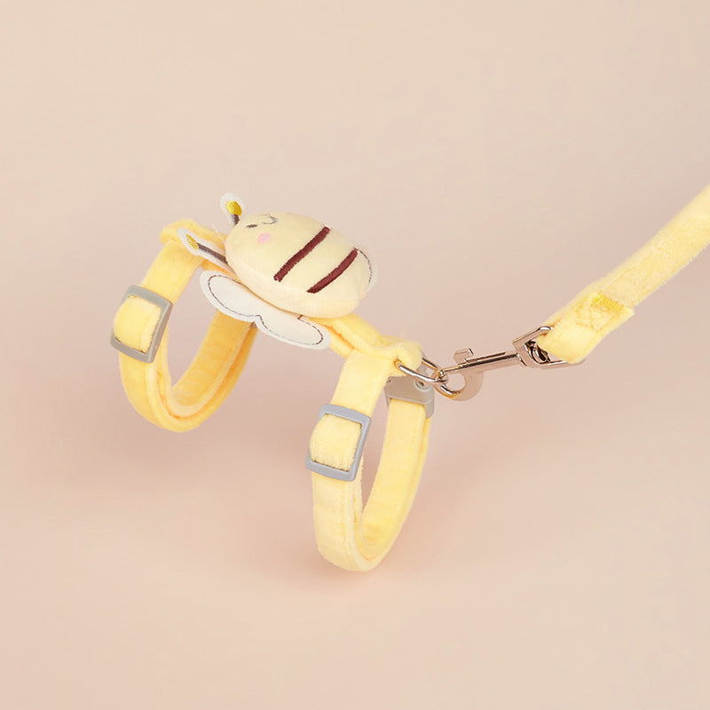 KFX-5523005 Adjustable Bee Shape Cat Harness with Rope - Pink, Yellow, Blue in Sizes S and M