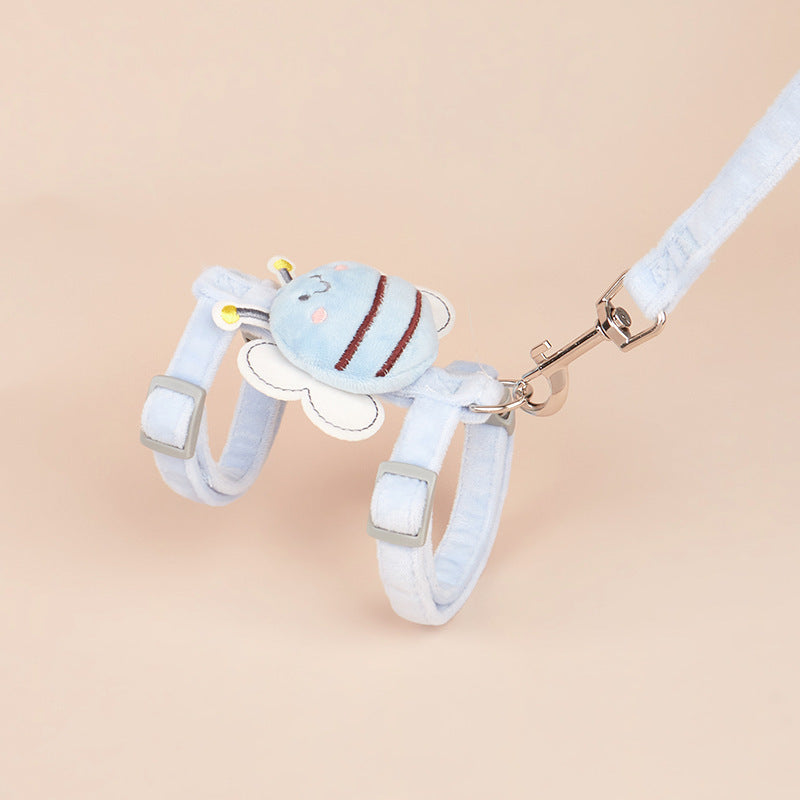 KFX-5523005 Adjustable Bee Shape Cat Harness with Rope - Pink, Yellow, Blue in Sizes S and M