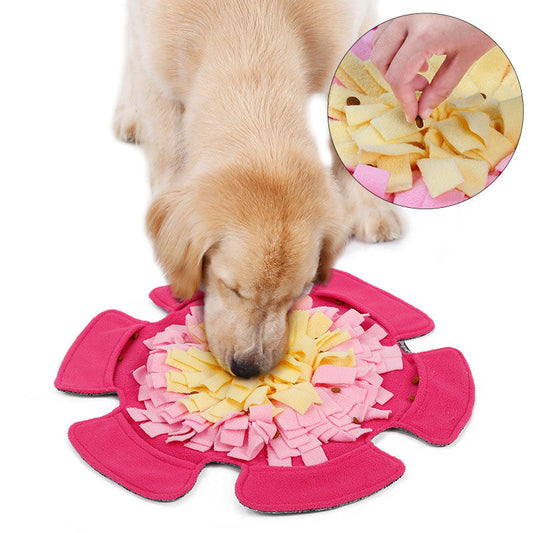 KFX-5523389 Flower-Shaped Sniff Toy Dog Yoga Mat in Polar Fleece, 48x48CM, 185g