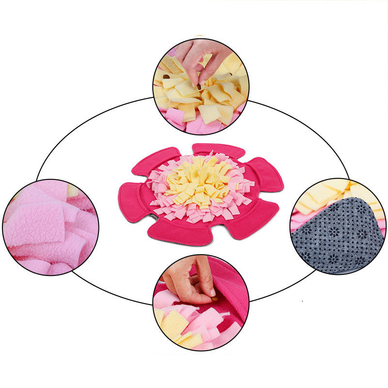 KFX-5523389 Flower-Shaped Sniff Toy Dog Yoga Mat in Polar Fleece, 48x48CM, 185g