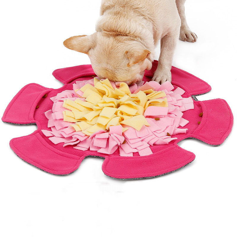 KFX-5523389 Flower-Shaped Sniff Toy Dog Yoga Mat in Polar Fleece, 48x48CM, 185g