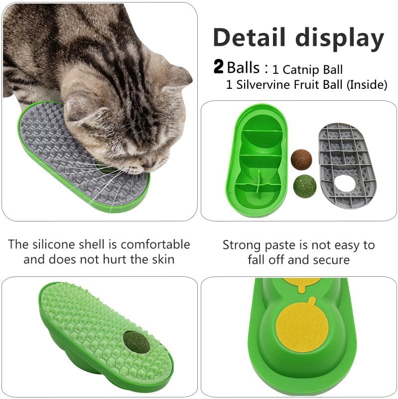 KFX-5524797 Wall-Mounted Catnip Toy Balls with Massage Brush and Self-Grooming Features for Indoor Cats