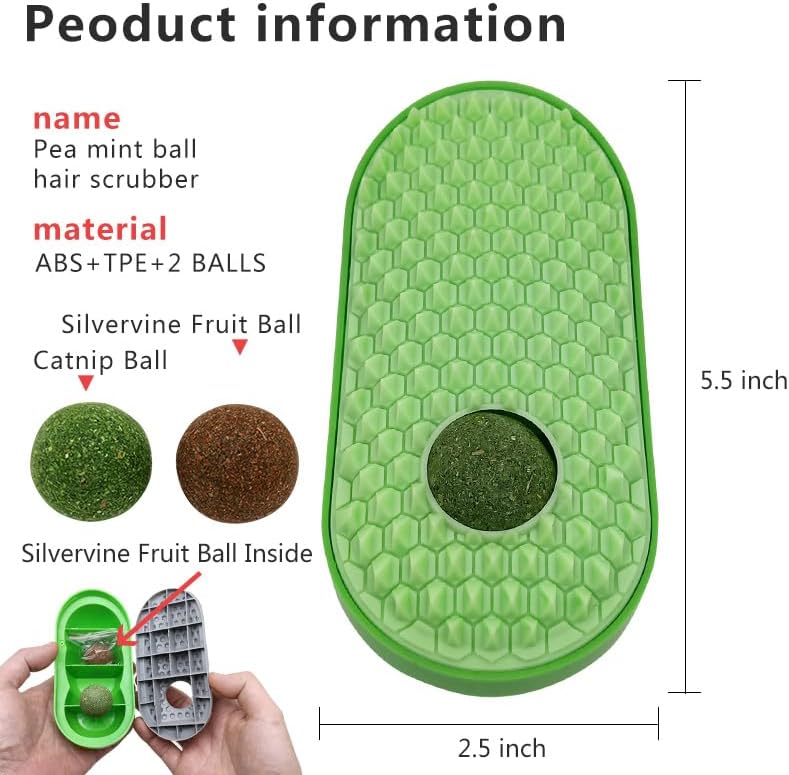 KFX-5524797 Wall-Mounted Catnip Toy Balls with Massage Brush and Self-Grooming Features for Indoor Cats