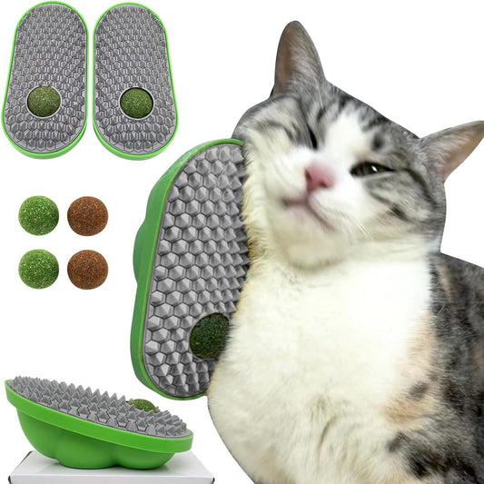 KFX-5524797 Wall-Mounted Catnip Toy Balls with Massage Brush and Self-Grooming Features for Indoor Cats