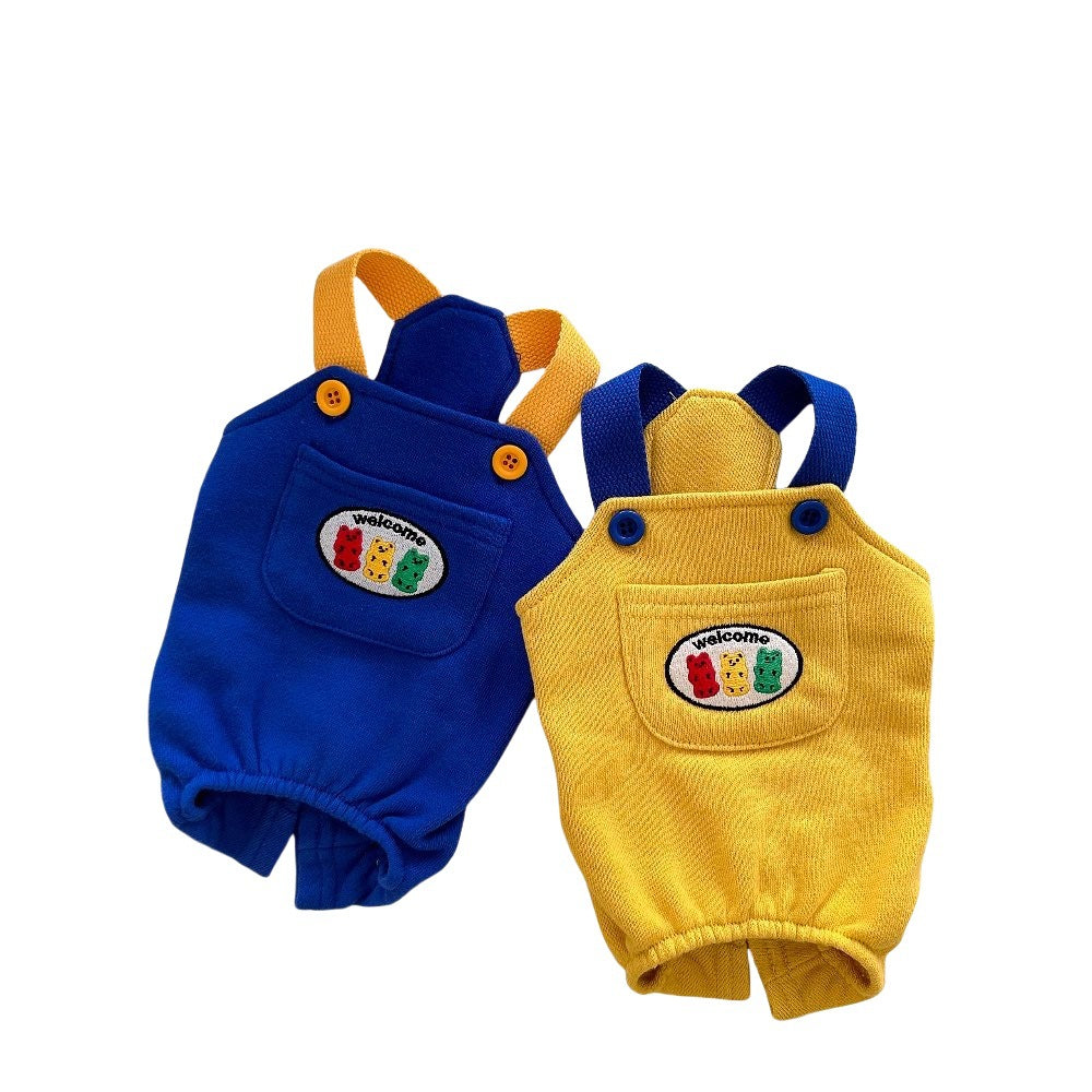 KFX-5526077 Casual Blue and Yellow Overalls for Dogs and Cats in XS to XL