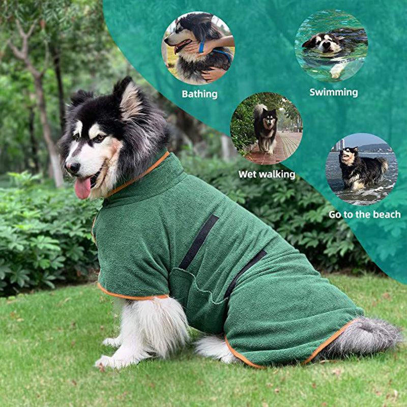 KFX-5526973 Fast-Drying Microfiber Pet Bathrobe – Adjustable Absorbent Grooming Coat for Dogs of All Sizes