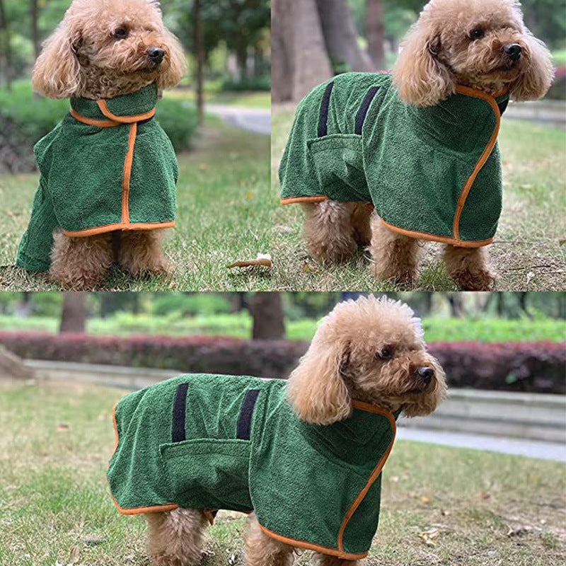 KFX-5526973 Fast-Drying Microfiber Pet Bathrobe – Adjustable Absorbent Grooming Coat for Dogs of All Sizes