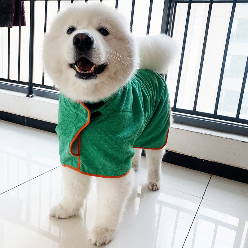 KFX-5526973 Fast-Drying Microfiber Pet Bathrobe – Adjustable Absorbent Grooming Coat for Dogs of All Sizes