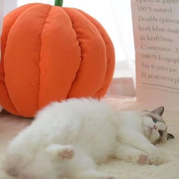 KFX-5527357 Cozy Pumpkin Nest Cat Bed for Deep Winter Sleep - Semi-Enclosed Pet Sleeping Bag for Cats and Small Animals