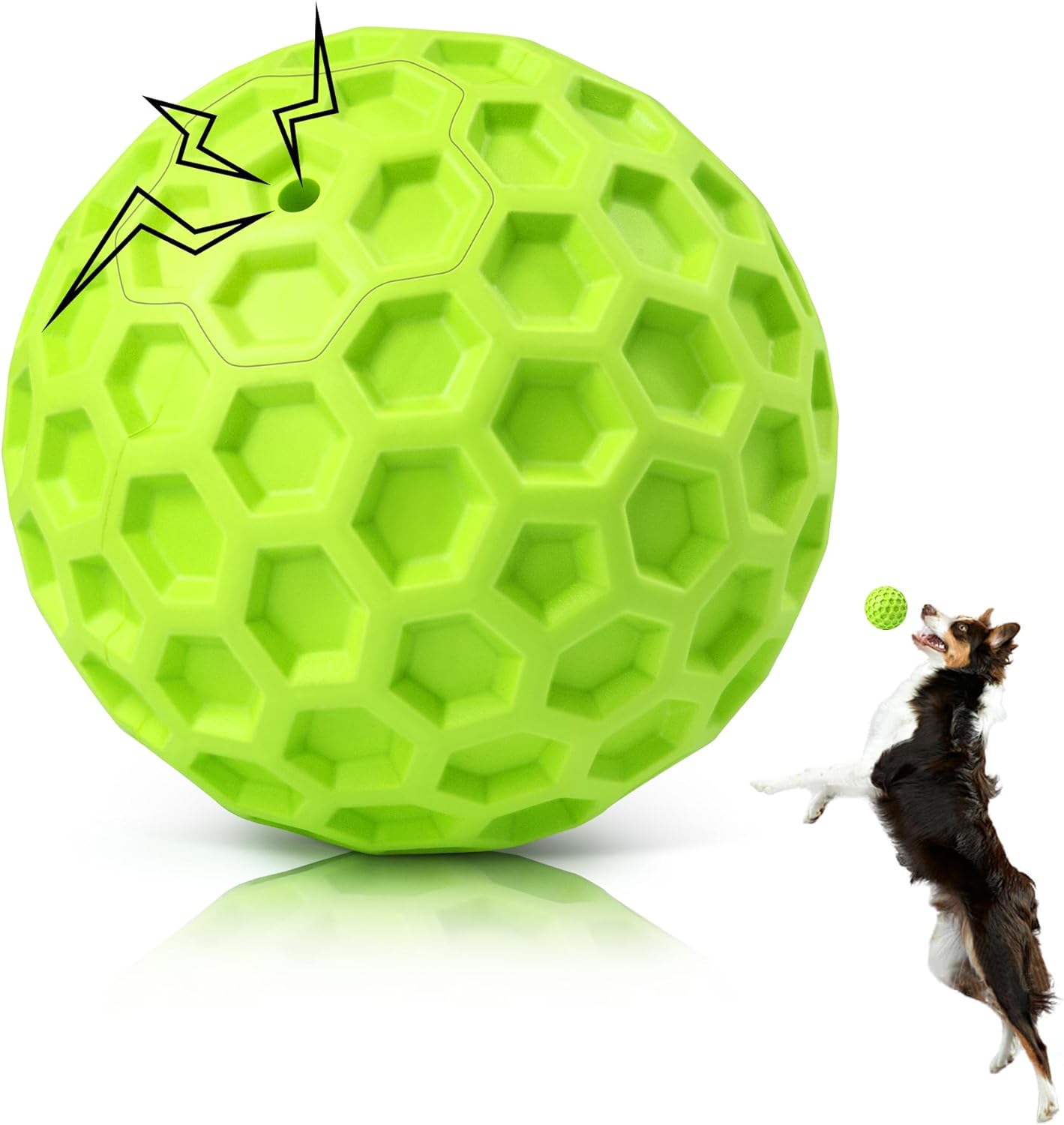 KFX-5528765 Indestructible Squeaky Dog Ball for Aggressive Chewers - Waterproof, Teeth Cleaning Interactive Chew Toy for Large Breeds