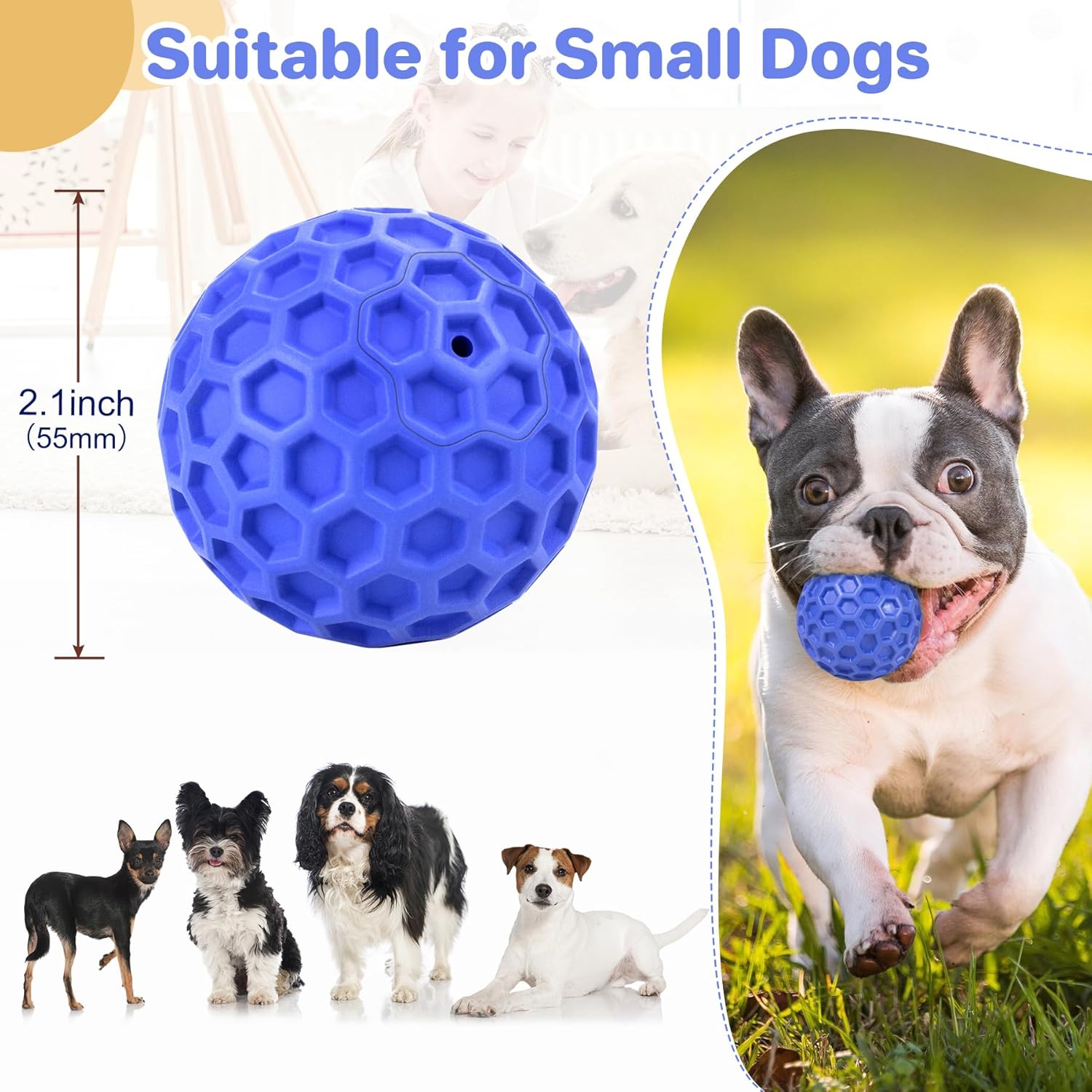 KFX-5528765 Indestructible Squeaky Dog Ball for Aggressive Chewers - Waterproof, Teeth Cleaning Interactive Chew Toy for Large Breeds