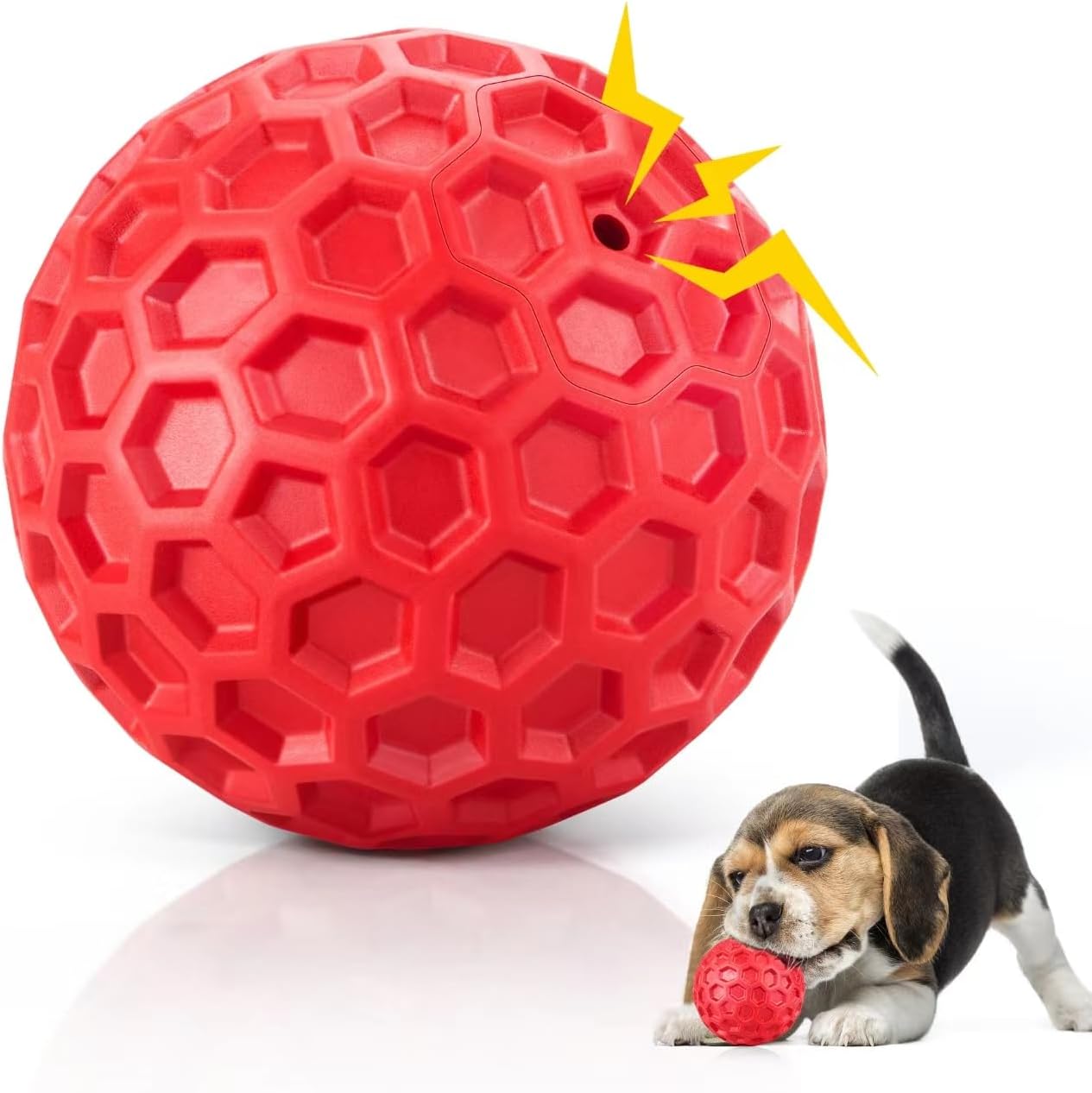 KFX-5528765 Indestructible Squeaky Dog Ball for Aggressive Chewers - Waterproof, Teeth Cleaning Interactive Chew Toy for Large Breeds