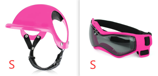 KFX-5532093 Pet Motorcycle Safety Helmet for Dogs and Cats - Monochrome Design in Black and Pink, Sizes S, M, L