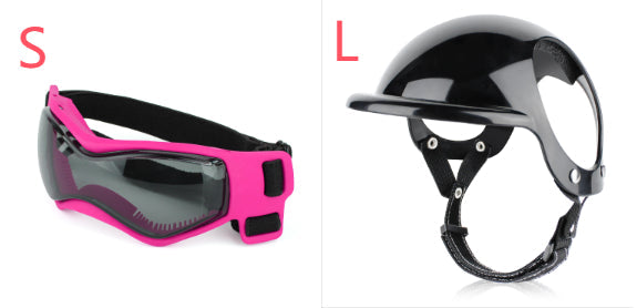 KFX-5532093 Pet Motorcycle Safety Helmet for Dogs and Cats - Monochrome Design in Black and Pink, Sizes S, M, L
