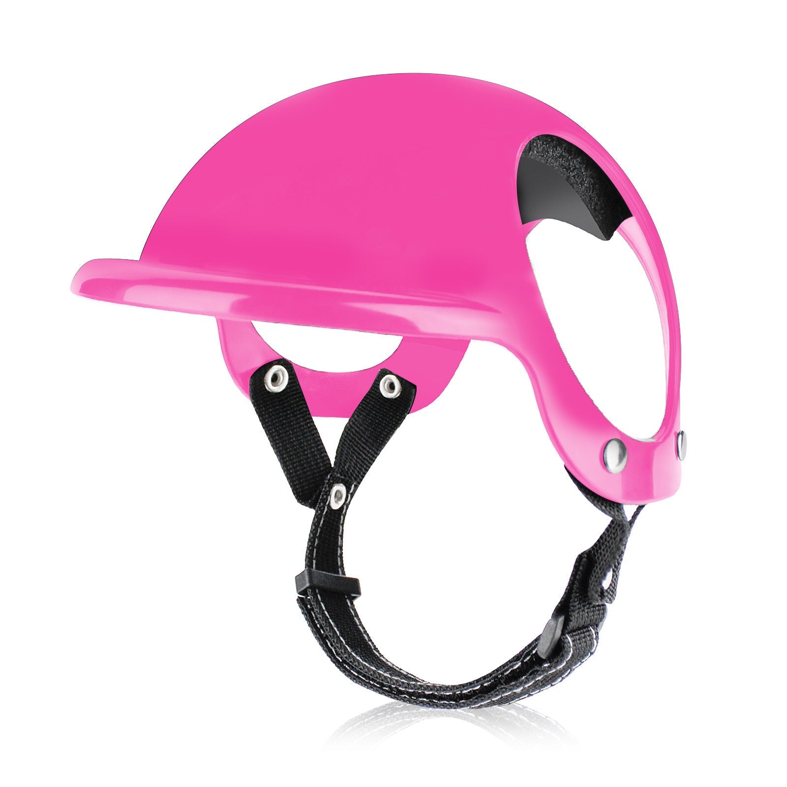 KFX-5532093 Pet Motorcycle Safety Helmet for Dogs and Cats - Monochrome Design in Black and Pink, Sizes S, M, L