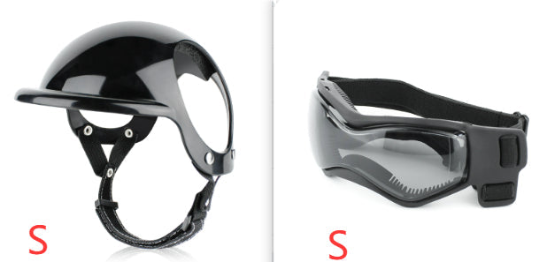 KFX-5532093 Pet Motorcycle Safety Helmet for Dogs and Cats - Monochrome Design in Black and Pink, Sizes S, M, L