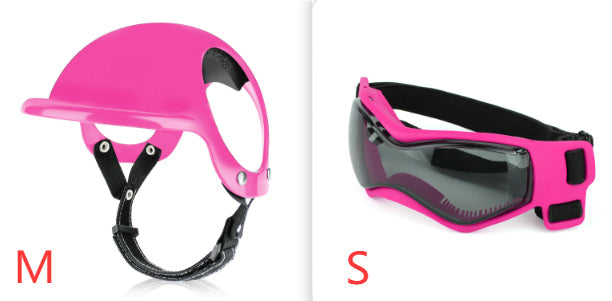 KFX-5532093 Pet Motorcycle Safety Helmet for Dogs and Cats - Monochrome Design in Black and Pink, Sizes S, M, L