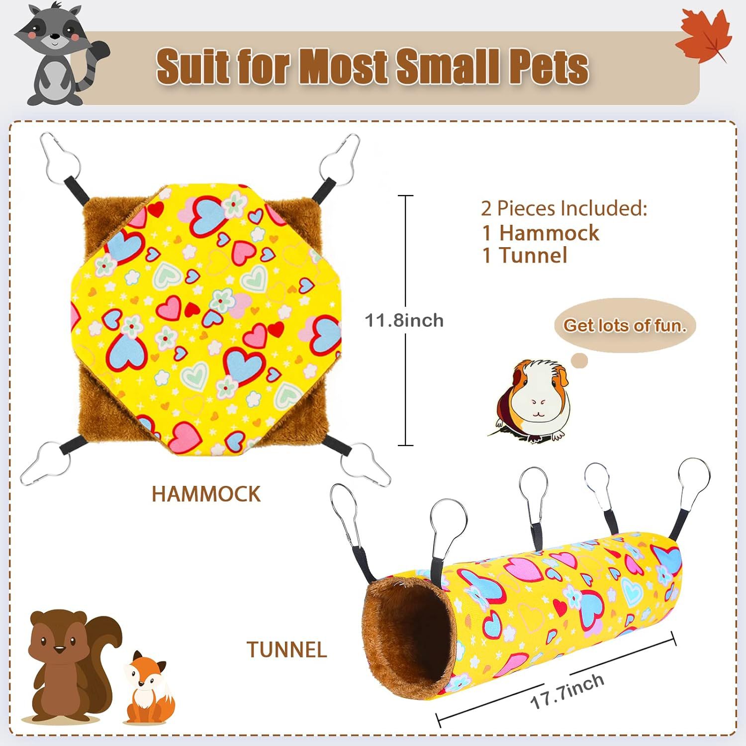 KFX-5532349 Ferret Hammock Set with Hanging Hammocks and Tubular Tunnel for Small Pets
