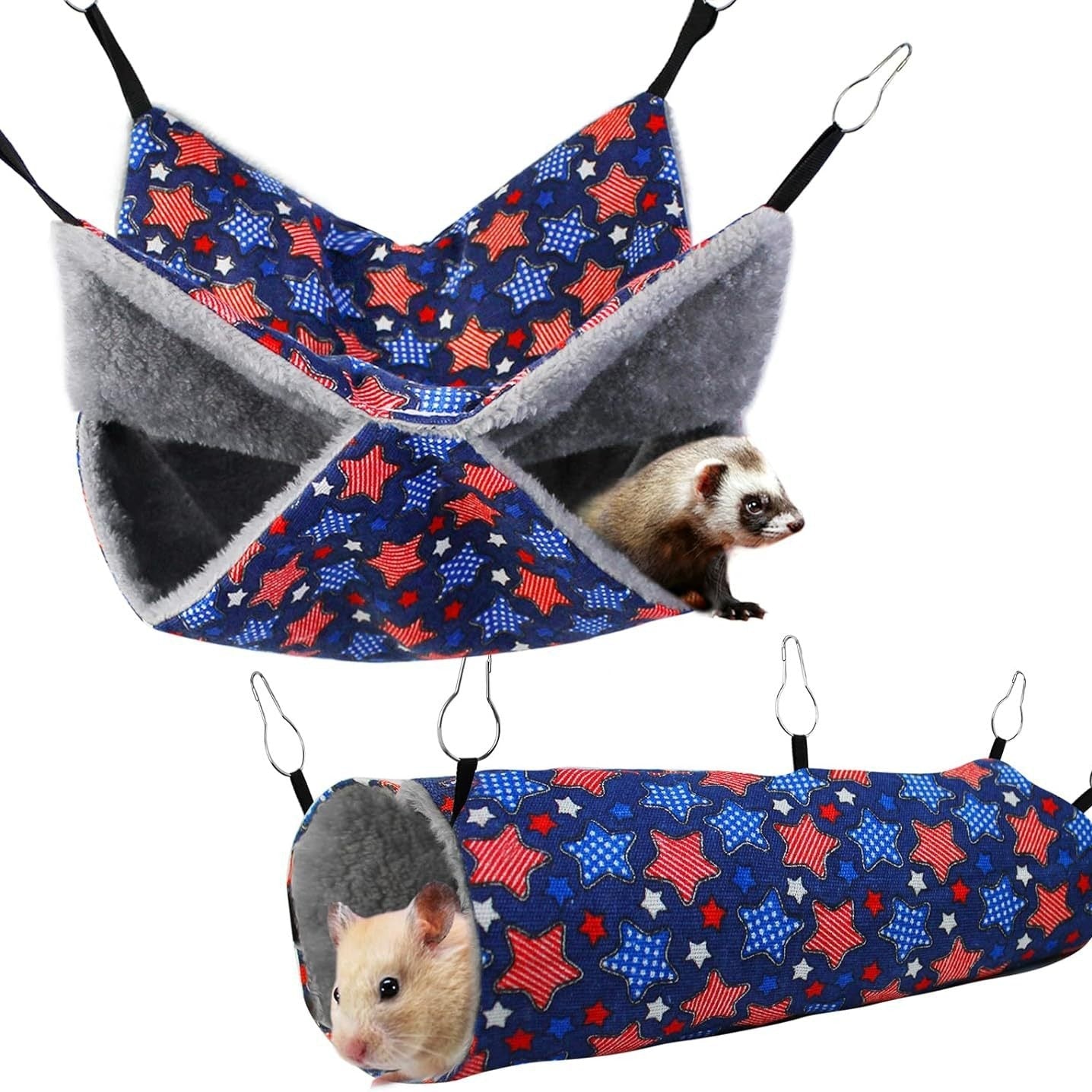 KFX-5532349 Ferret Hammock Set with Hanging Hammocks and Tubular Tunnel for Small Pets