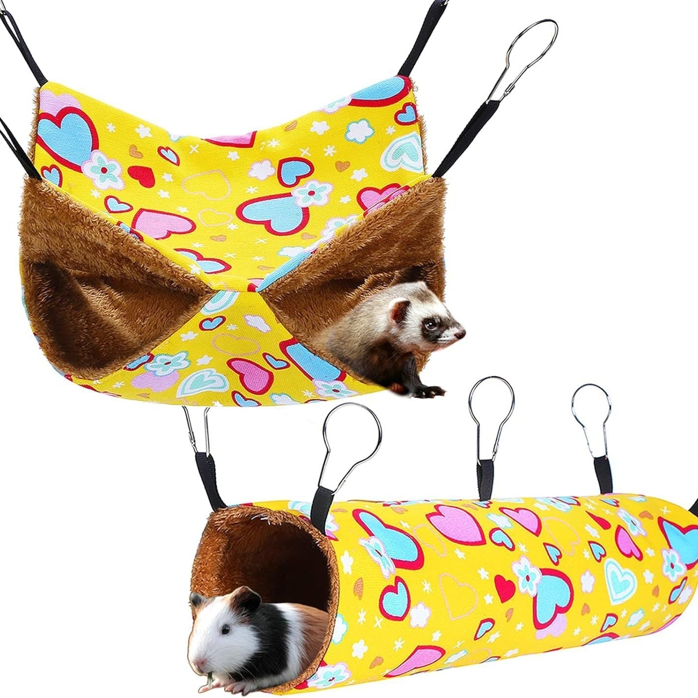 KFX-5532349 Ferret Hammock Set with Hanging Hammocks and Tubular Tunnel for Small Pets