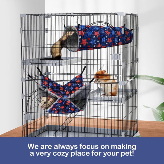 KFX-5532349 Ferret Hammock Set with Hanging Hammocks and Tubular Tunnel for Small Pets