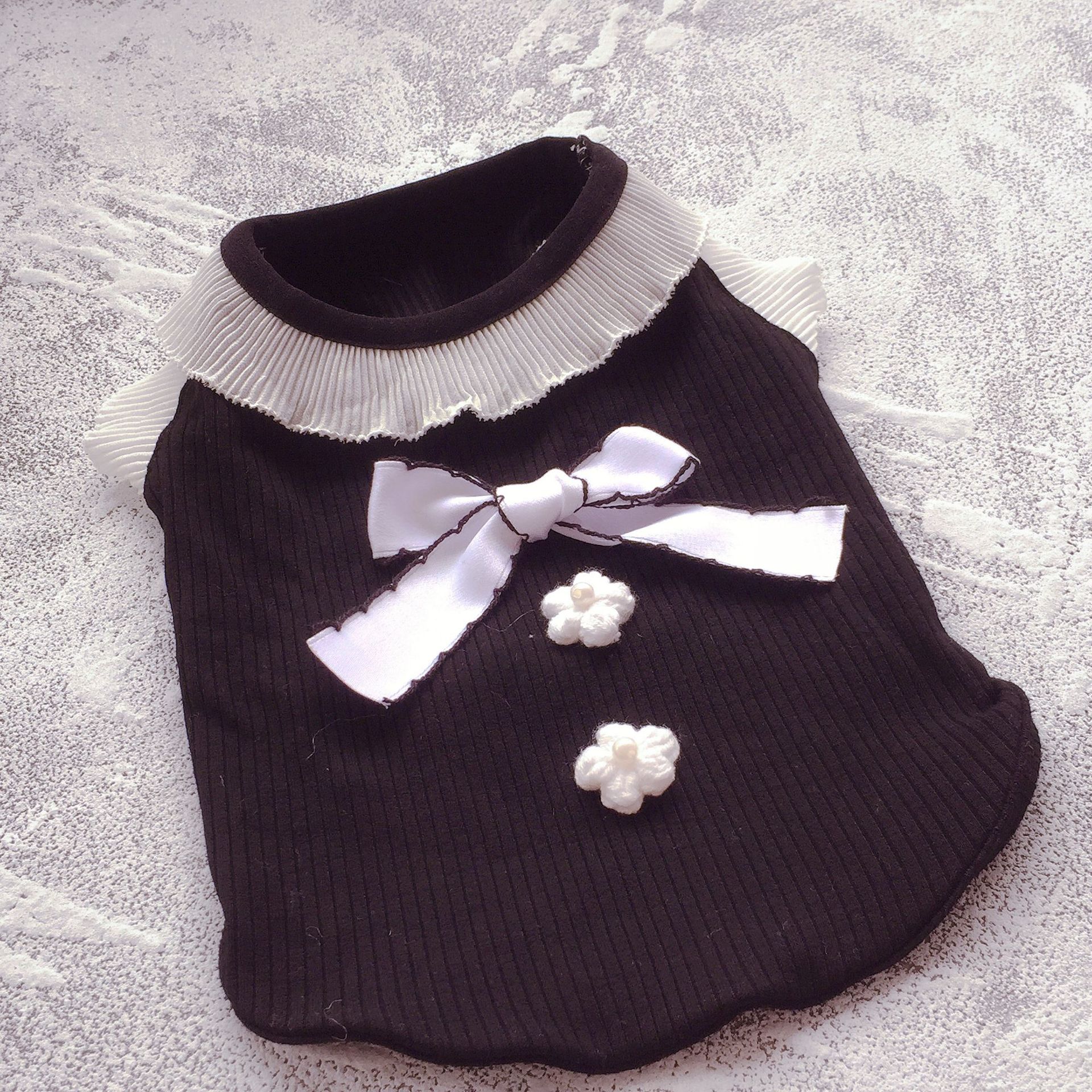 KFX-5532861 Black and White Floral Knot Dog Vest for Small to Extra Large Breeds