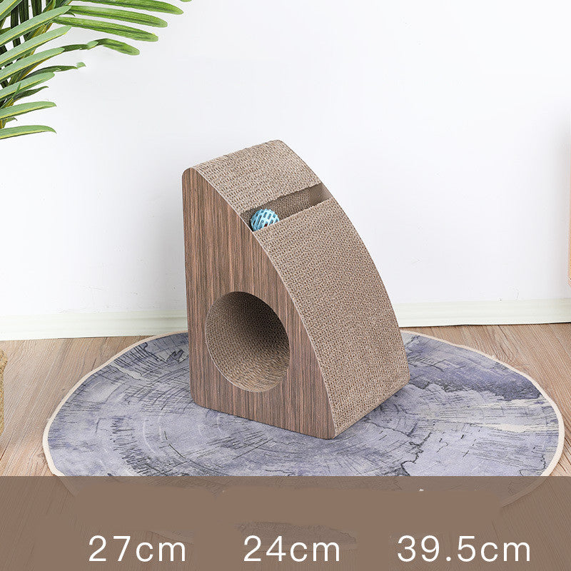 KFX-5533245 Curved Triangle Cat Scratching Board for Claw Sharpening, Corrugated Paper & Wood