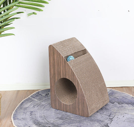 KFX-5533245 Curved Triangle Cat Scratching Board for Claw Sharpening, Corrugated Paper & Wood