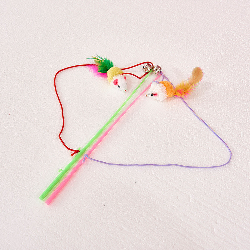 KFX-5533885 Cat Toy: Funny Plastic Fake Hair Mouse Stick for Cats, 31cm