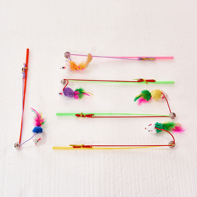 KFX-5533885 Cat Toy: Funny Plastic Fake Hair Mouse Stick for Cats, 31cm