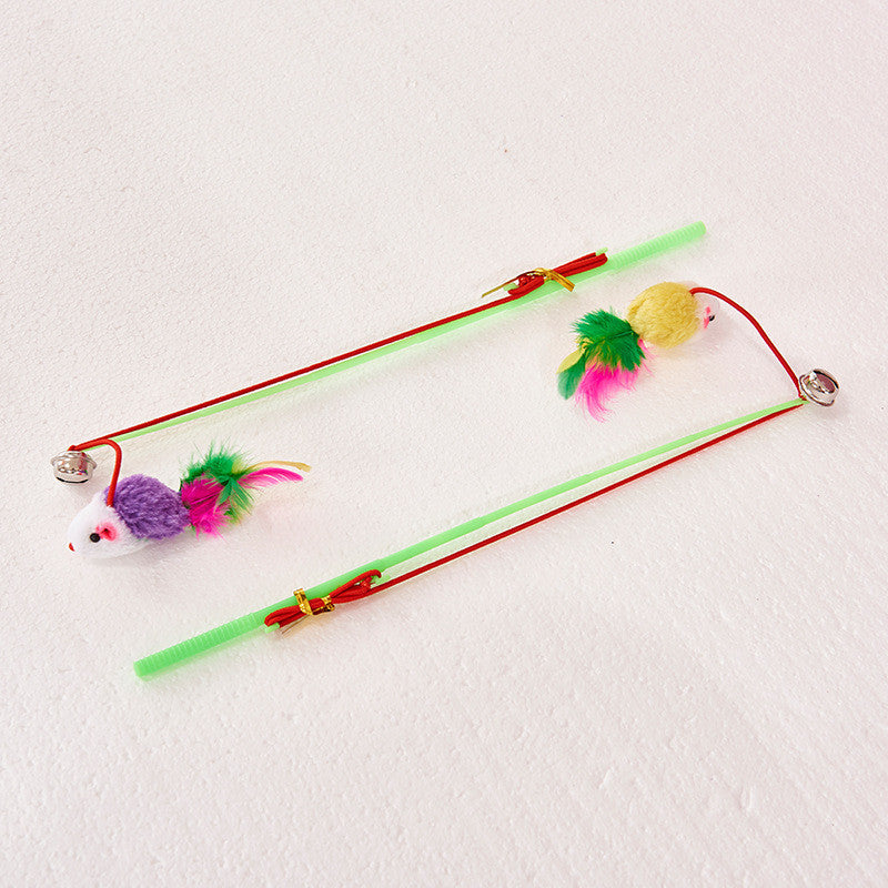 KFX-5533885 Cat Toy: Funny Plastic Fake Hair Mouse Stick for Cats, 31cm