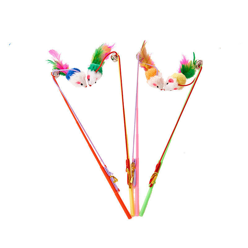 KFX-5533885 Cat Toy: Funny Plastic Fake Hair Mouse Stick for Cats, 31cm