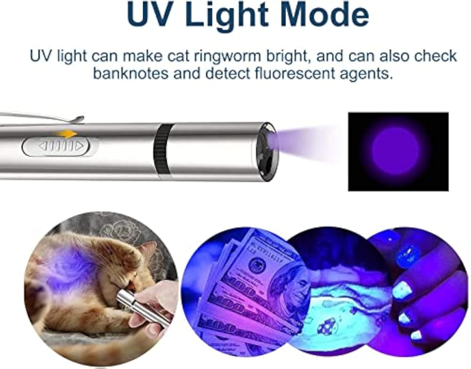 KFX-5534525 Interactive Cat Toy Pointer with 7 Modes, USB Rechargeable Light Wand for Indoor Play