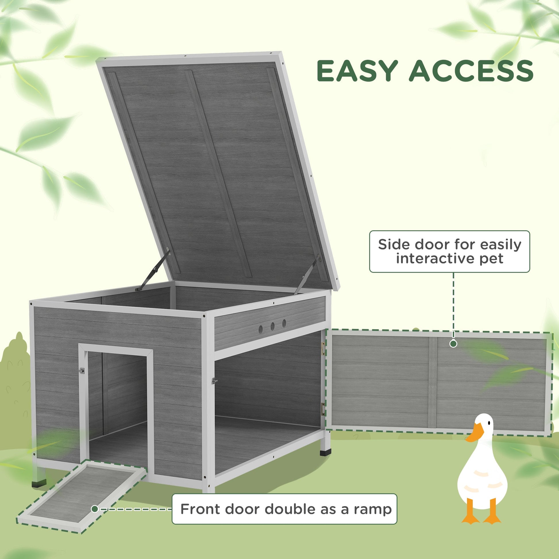 KFX-5536701 Duck Coop with Openable Roof for Comfortable Habitat