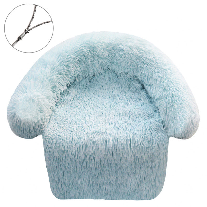 KFX-5537085 Removable & Washable Plush Pet Bed with Integrated Blanket for Dogs