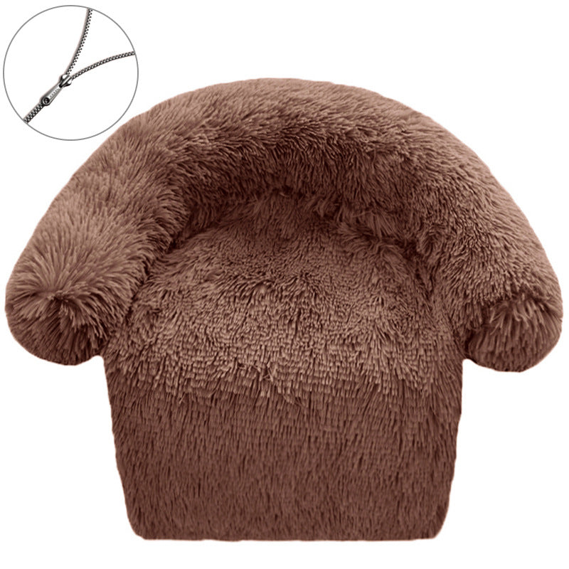 KFX-5537085 Removable & Washable Plush Pet Bed with Integrated Blanket for Dogs