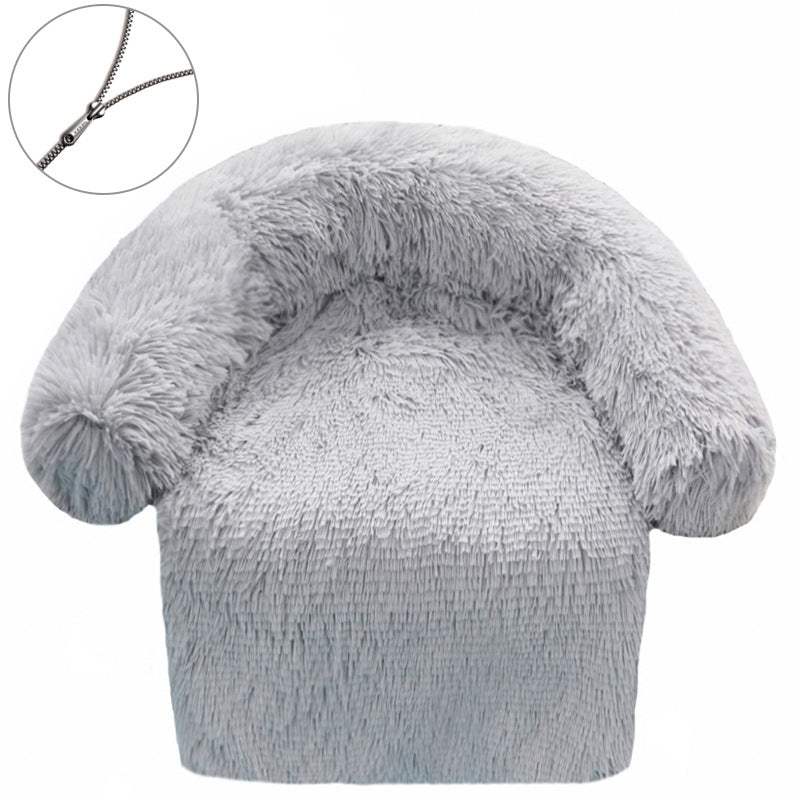 KFX-5537085 Removable & Washable Plush Pet Bed with Integrated Blanket for Dogs