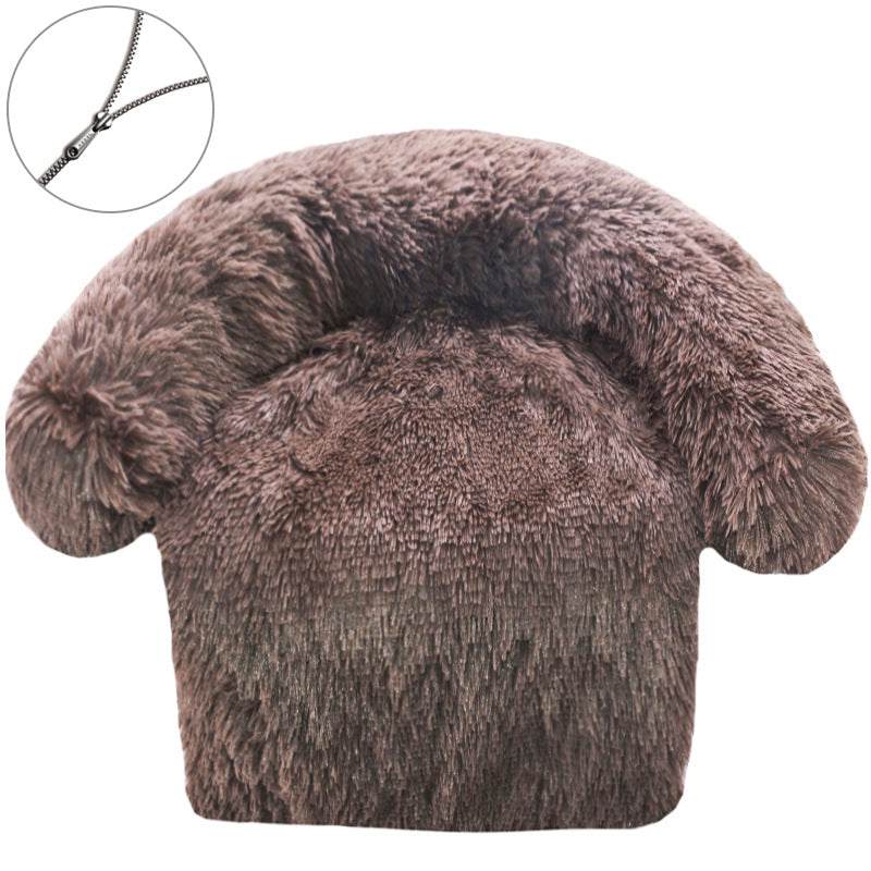 KFX-5537085 Removable & Washable Plush Pet Bed with Integrated Blanket for Dogs