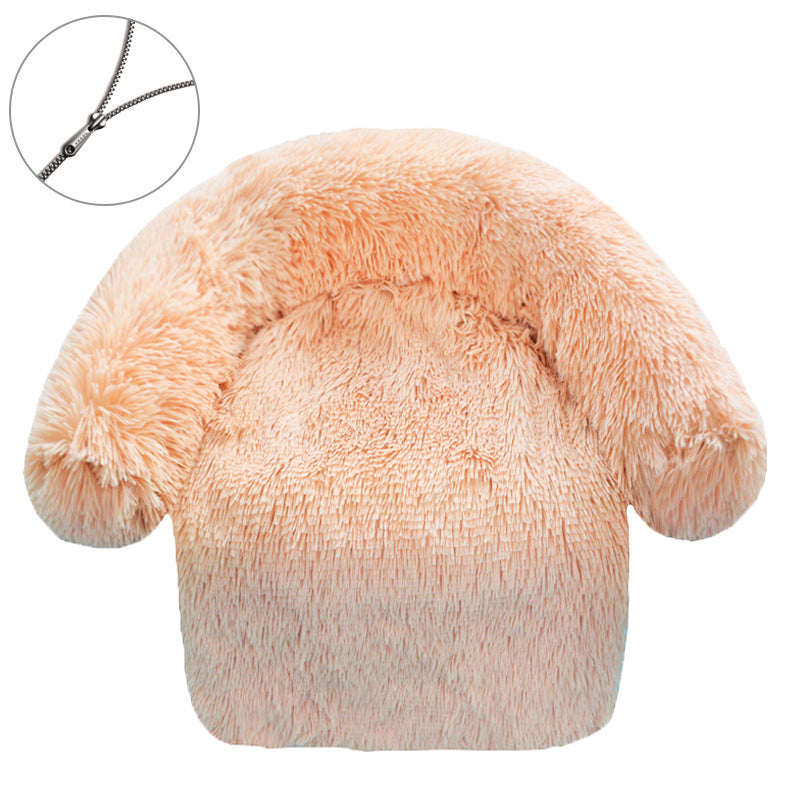 KFX-5537085 Removable & Washable Plush Pet Bed with Integrated Blanket for Dogs