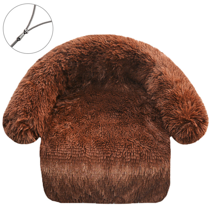 KFX-5537085 Removable & Washable Plush Pet Bed with Integrated Blanket for Dogs
